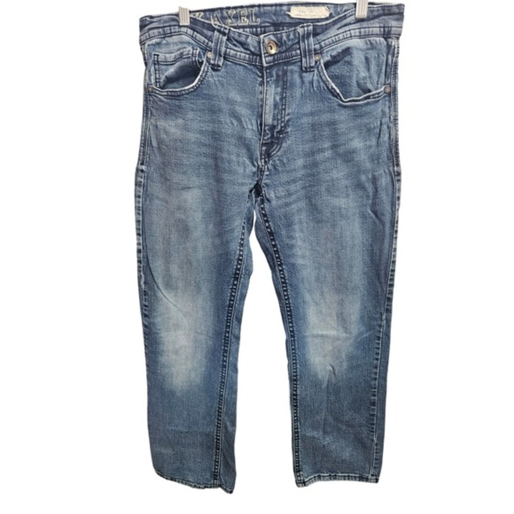 AXEL Mens Slim Boot Jeans‎ Denim Blue Distressed Design Casual